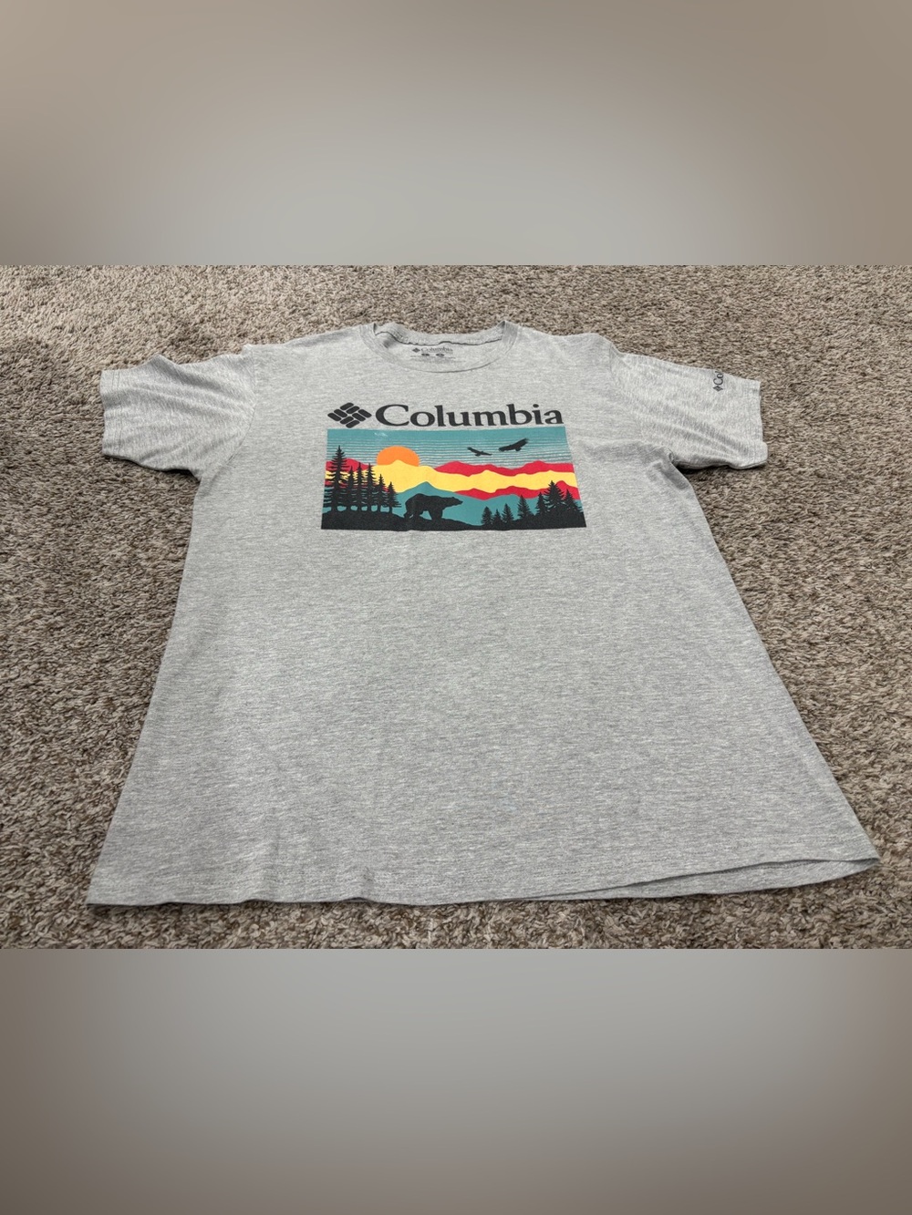 Columbia Men's Gray Graphic Logo Tee - Sunset Bear Design